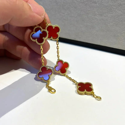 [Eterna Jewels] CLOVER 5 MOTIF RED CORNELIAN BRACELET COLLECTION