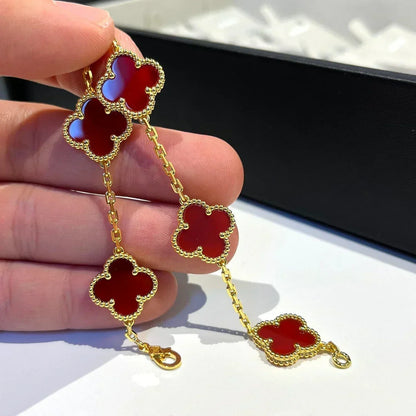 [Eterna Jewels] CLOVER 5 MOTIF RED CORNELIAN BRACELET COLLECTION