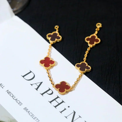 [Eterna Jewels] CLOVER 5 MOTIF RED CORNELIAN BRACELET COLLECTION