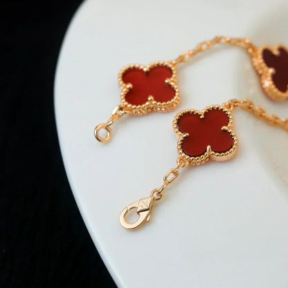 [Eterna Jewels] CLOVER 5 MOTIF RED CORNELIAN BRACELET COLLECTION