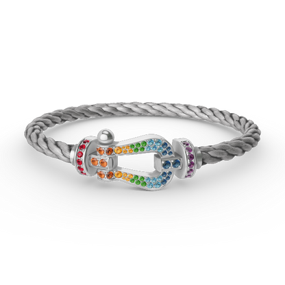 [Eterna Jewels]FORC LARGE HORSESHOE  COLORED DIAMOND BRACELET SILVER