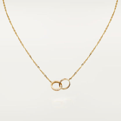 [Eterna Jewels]LOVE DOUBLE RING HALF DIAMOND NECKLACE