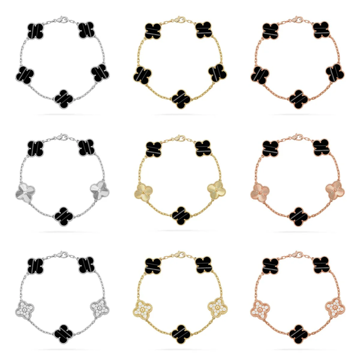 [Eterna Jewels] CLOVER 5 MOTIF PULSAR STONE BRACELET COLLECTION