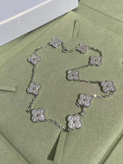 [Eterna Jewels]CLOVER 10 MOTIFS  FULL DIAMOND NECKLACE