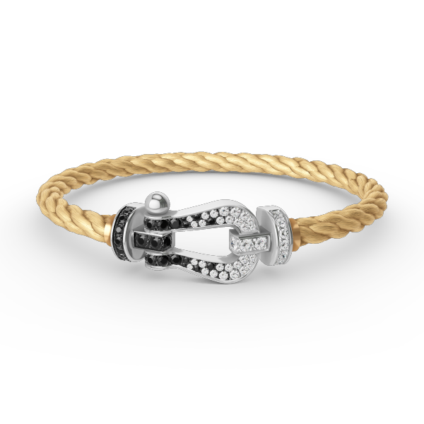 [Eterna Jewels]FORCE LARGE HORSESHOE BLACK WHITE DIAMOND BRACELET SILVER