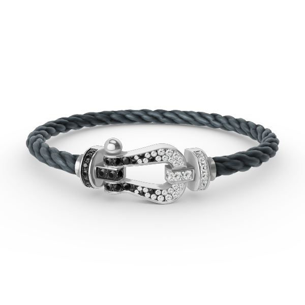 [Eterna Jewels]FORCE LARGE HORSESHOE BLACK WHITE DIAMOND BRACELET SILVER
