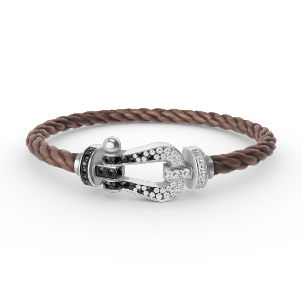[Eterna Jewels]FORCE LARGE HORSESHOE BLACK WHITE DIAMOND BRACELET SILVER