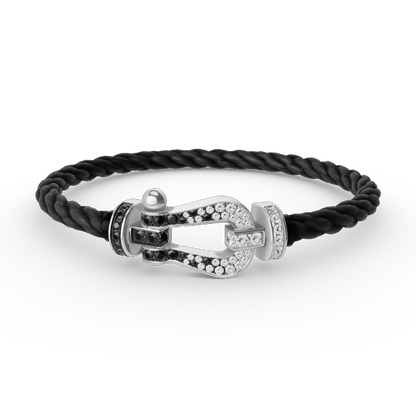 [Eterna Jewels]FORCE LARGE HORSESHOE BLACK WHITE DIAMOND BRACELET SILVER