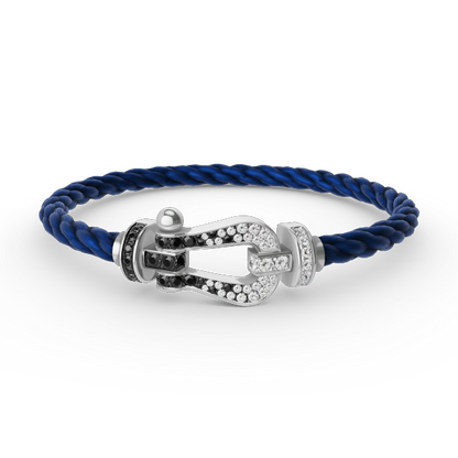 [Eterna Jewels]FORCE LARGE HORSESHOE BLACK WHITE DIAMOND BRACELET SILVER
