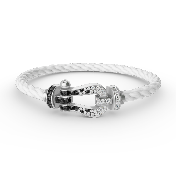 [Eterna Jewels]FORCE LARGE HORSESHOE BLACK WHITE DIAMOND BRACELET SILVER