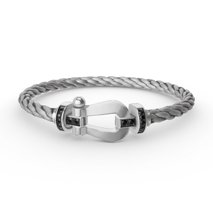 [Eterna Jewels]FORCE LARGE HORSESHOE BLACK DIAMOND BRACELET SILVER