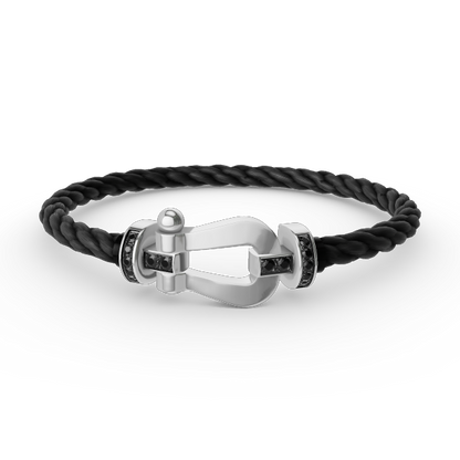 [Eterna Jewels]FORCE LARGE HORSESHOE BLACK DIAMOND BRACELET SILVER