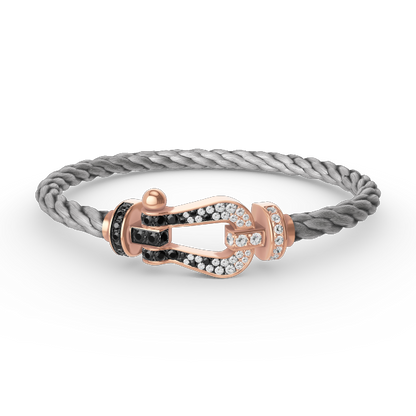 [Eterna Jewels]FORCE LARGE HORSESHOE BLACK WHITE DIAMOND BRACELET ROSE GOLD