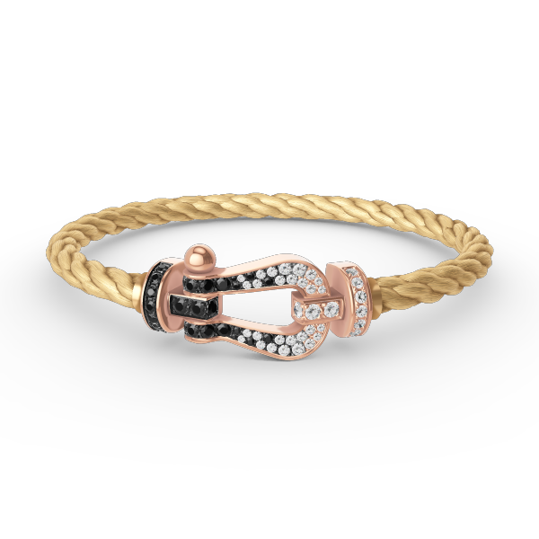 [Eterna Jewels]FORCE LARGE HORSESHOE BLACK WHITE DIAMOND BRACELET ROSE GOLD