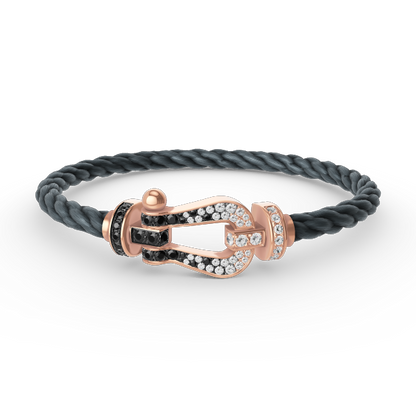 [Eterna Jewels]FORCE LARGE HORSESHOE BLACK WHITE DIAMOND BRACELET ROSE GOLD