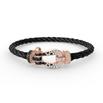 [Eterna Jewels]FORCE LARGE HORSESHOE BLACK WHITE DIAMOND BRACELET ROSE GOLD
