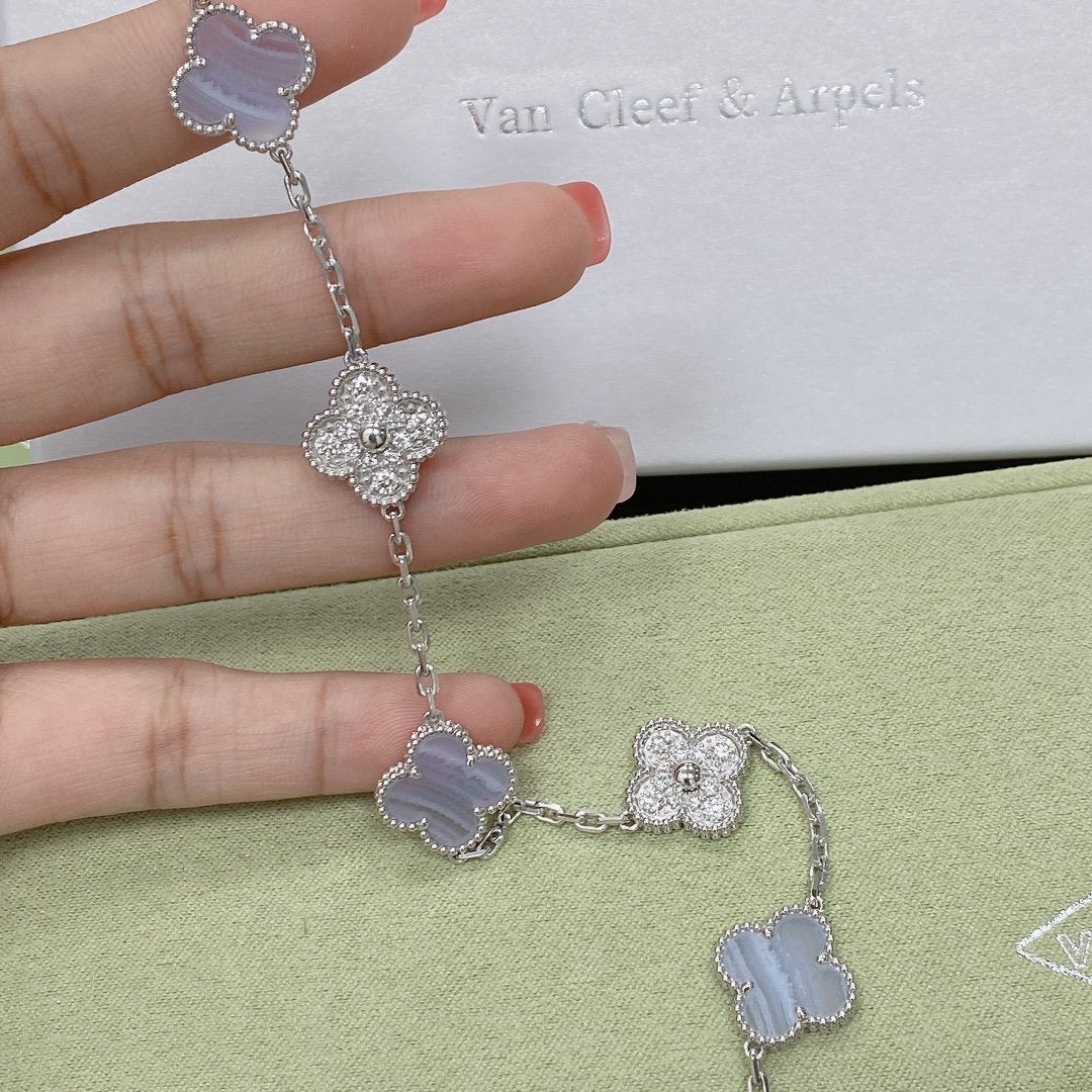 [Eterna Jewels] CLOVER 5 MOTIF PURPLE CHALCEDONY BRACELET COLLECTION