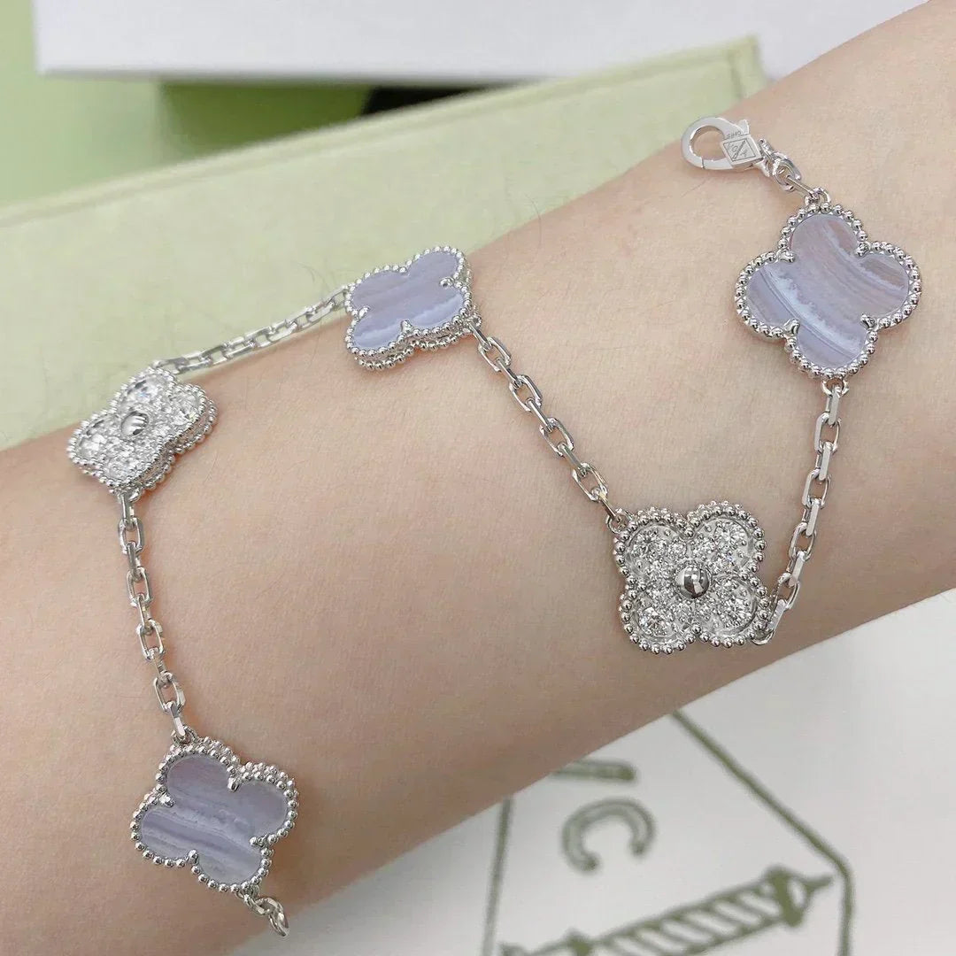 [Eterna Jewels] CLOVER 5 MOTIF PURPLE CHALCEDONY BRACELET COLLECTION