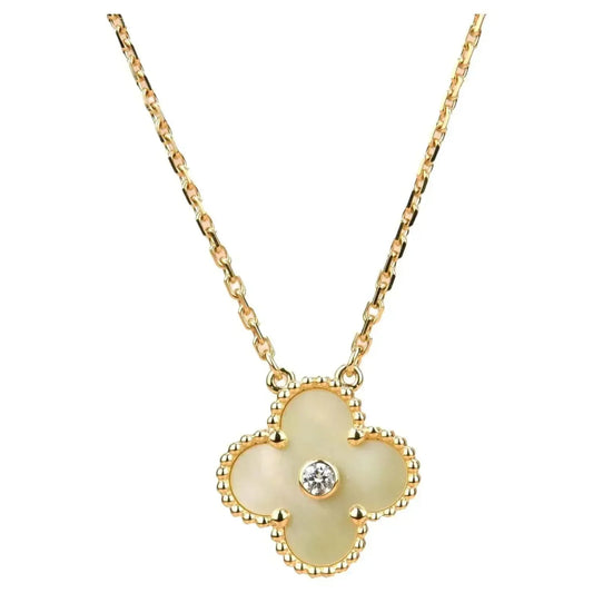 [Eterna Jewels]CLOVER 15MM DIAMOND GOLD MOTHER OF PEARL NECKLACE