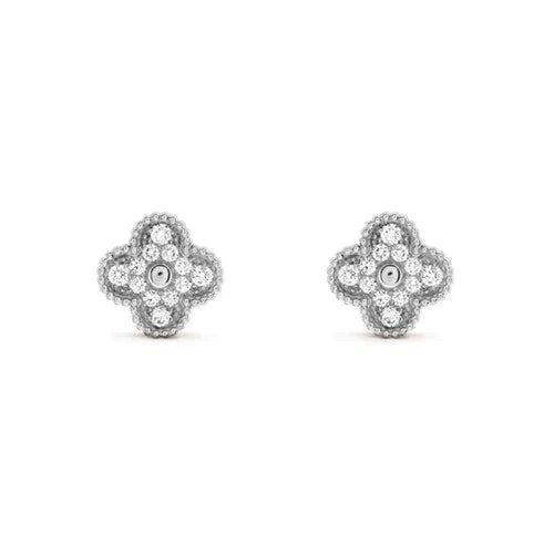 [Eterna Jewels]CLOVER 1 MOTIFS DIAMOND STUD EARRINGS SILVER