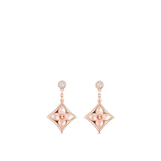[Eterna Jewels]DOUBLE STAR PINK GOLD MOP DROP EARRINGS