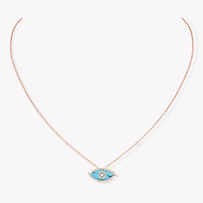 [Eterna Jewels]Lucky Eye Diamond Necklace in Rose Gold and Turquoise
