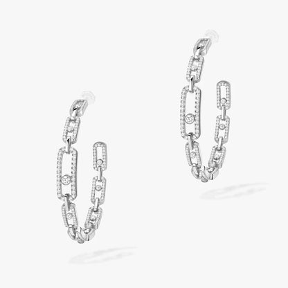 [[Eterna Jewels]Move Link Diamond Hoop Earrings