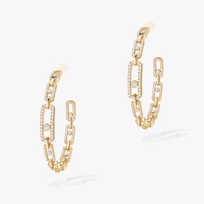 [[Eterna Jewels]Move Link Diamond Hoop Earrings