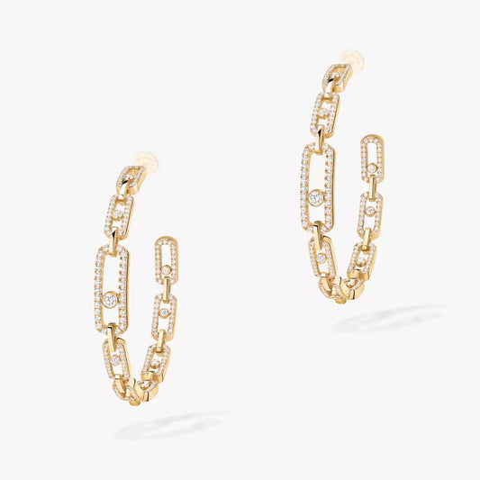 [[Eterna Jewels]Move Link Diamond Hoop Earrings