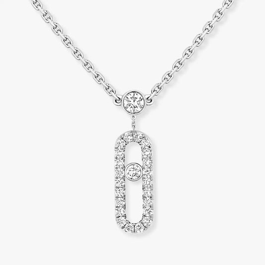 [Eterna Jewels]2 Rows Rose Gold Diamond Pave_ Necklace Move Uno