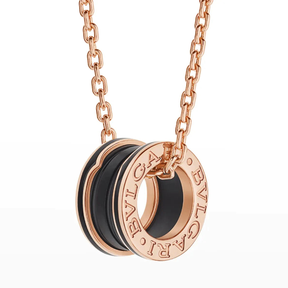 [Eterna Jewels]ZERO 1 BLACK CERAMIC PINK GOLD NECKLACE