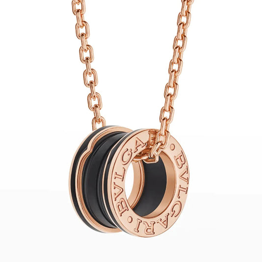 [Eterna Jewels]ZERO 1 BLACK CERAMIC PINK GOLD NECKLACE