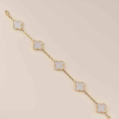 [Eterna Jewels]CLOVER WHITE PEARL MOP 5 MOTIF BRACELET COLLECTION