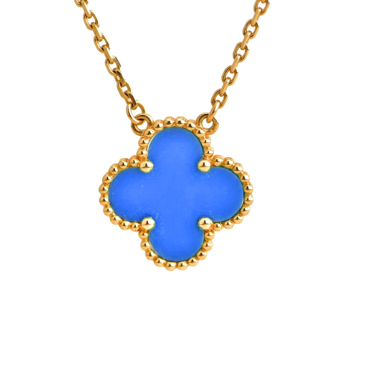[Eterna Jewels]CLOVER 15MM BLUE AGATE NECKLACE