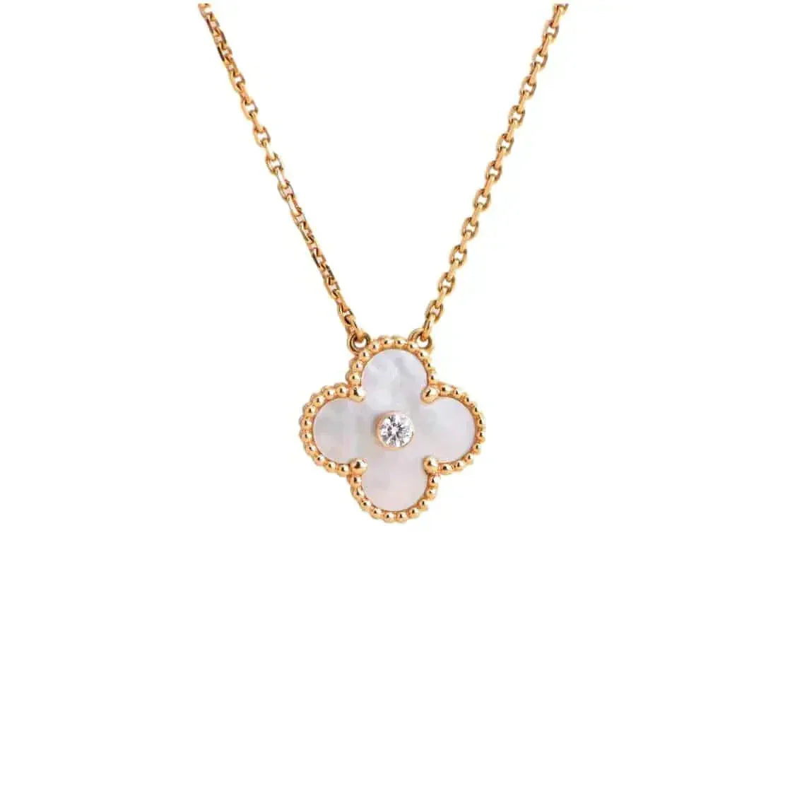 [Eterna Jewels]CLOVER 15MM DIAMOND WHITE FRITILLARIA NECKLACE