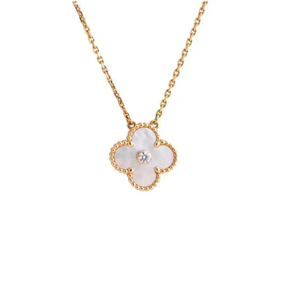 [Eterna Jewels]CLOVER 15MM DIAMOND WHITE FRITILLARIA NECKLACE