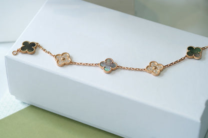 [Eterna Jewels] CLOVER 5 MOTIF GRAY MOP BRACELET COLLECTION