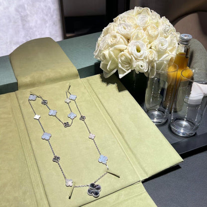 [Eterna Jewels]DETACHABLE CLOVER 15(11+4) FLOWER SILVER NECKLACE SET