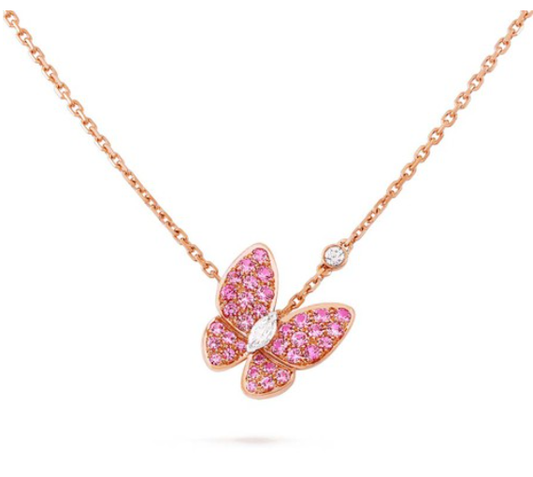 [Eterna Jewels]BUTTERFLY RED DIAMOND ROSE GOLD NECKLACE