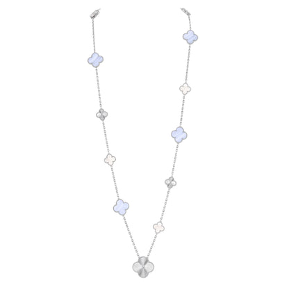 [Eterna Jewels]DETACHABLE CLOVER 15(11+4) FLOWER SILVER NECKLACE SET