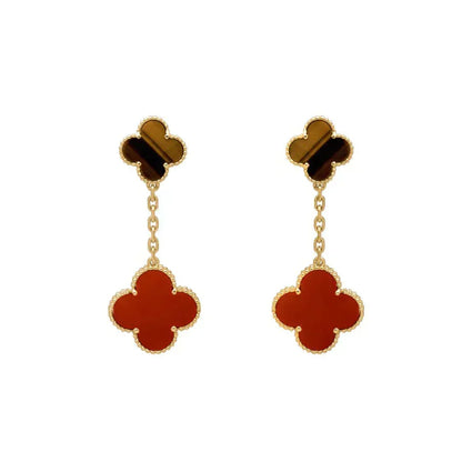 [Eterna Jewels]CLOVER  2 MOTIF  TIGER EYE CARNELIAN EARRINGS