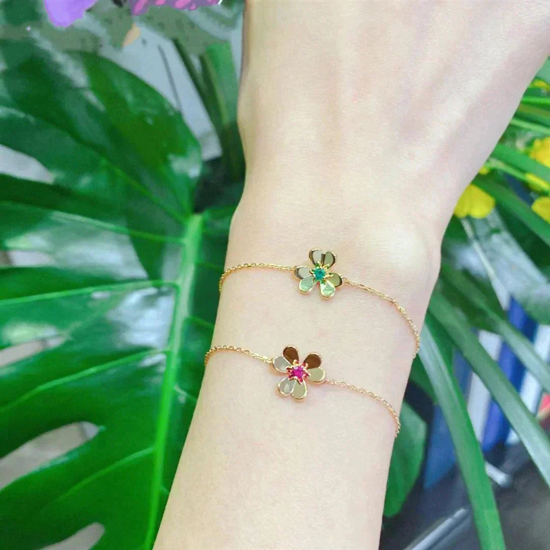 [Eterna Jewels]FRIVOLE GOLD FLOWER PINK MALACHITE BRACELET