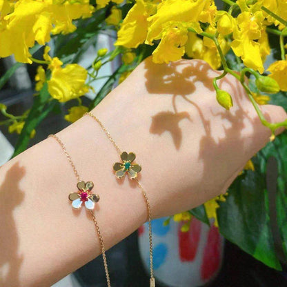 [Eterna Jewels]FRIVOLE GOLD FLOWER PINK MALACHITE BRACELET