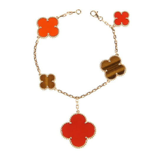 [Eterna Jewels]CLOVER BRACELET 5 MOTIFS CARNELIAN TIGER EYE