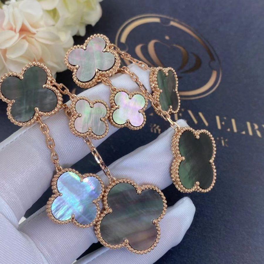 [Eterna Jewels]CLOVER EARRINGS DARK MOP 4 MOTIFS ROSE GOLD