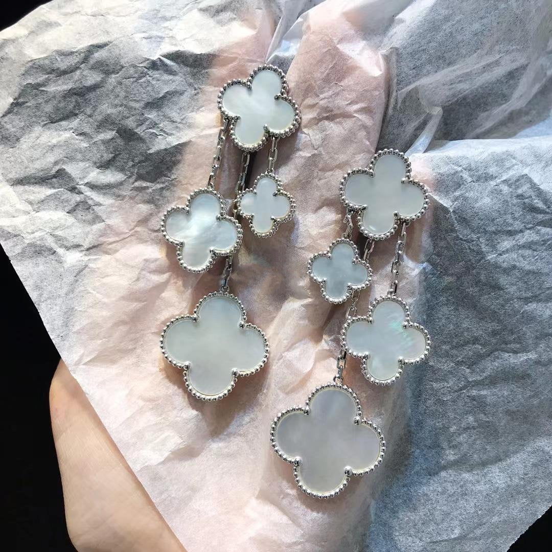 [Eterna Jewels]CLOVER EARRINGS WHITE MOP 4 MOTIFS SILVER