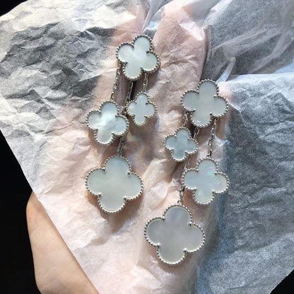 [Eterna Jewels]CLOVER EARRINGS WHITE MOP 4 MOTIFS SILVER