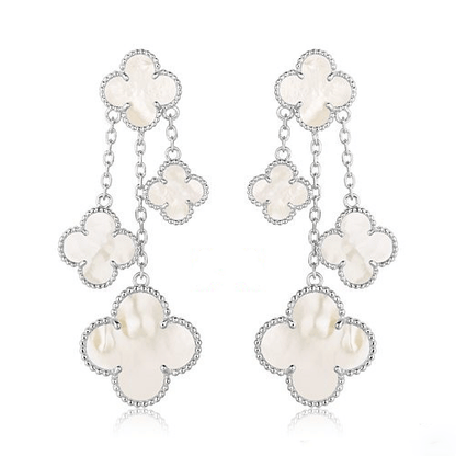 [Eterna Jewels]CLOVER EARRINGS WHITE MOP 4 MOTIFS SILVER