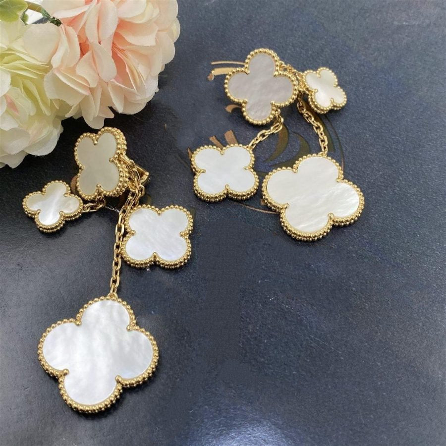 [Eterna Jewels]CLOVER EARRINGS WHITE MOP 4 MOTIFS GOLD