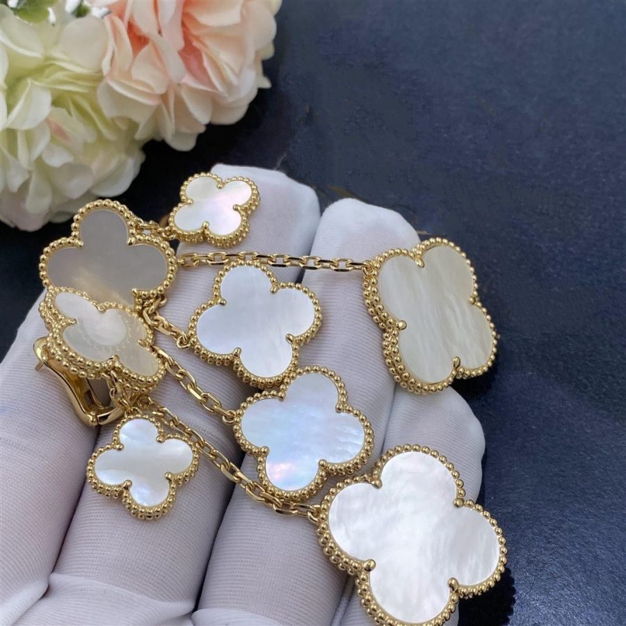 [Eterna Jewels]CLOVER EARRINGS WHITE MOP 4 MOTIFS GOLD
